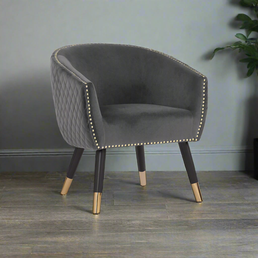 Deniz Lounge Chair Tub Chair Accent Armchair - Grey